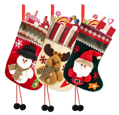 Produktbild von Nikolausstrumpf Set 3 Stück Weihnachtsdeko zum Befüllen & Aufhängen
