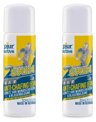 Produktbild von pjuractive 2SKIN Anti Chafing Gel 2er Set - je 30ml - wasser- und schweißresistent - gegen Reibung und Wundscheuern