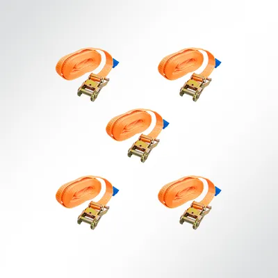 Produktbild von 5x Ratschen Zurrgurt Spanngurt 5,75 Meter 35mm orange 2000kg EN12195-2