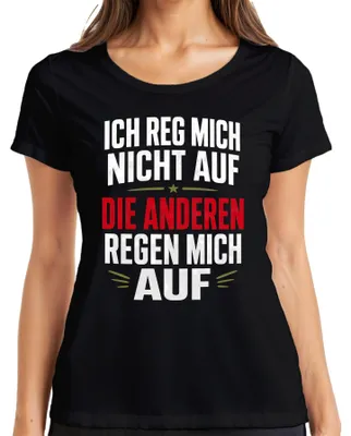 Productafbeelding van "Ik raak niet opgewonden. Anderen wel." Statement T-shirt voor dames, zwart, maat S