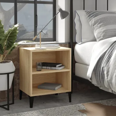 Immagine prodotto di vidaXL Comodino con gambe in metallo rovere Sonoma 40x30x50 cm