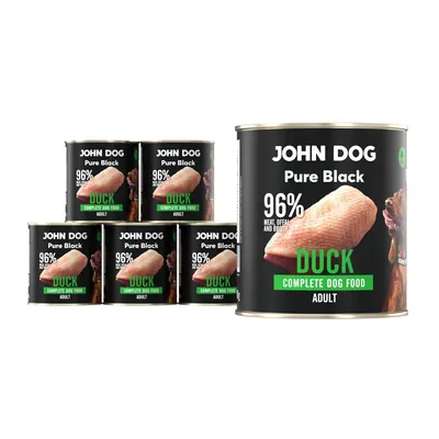 Produktbild von John Dog Hundenassfutter Pure Black Ente - Premium Getreidefreies Hundefutter mit 96% Fleisch - Monoprotein Nassfutter für ausgewachsene Hunde 6 x 800g