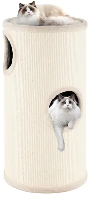 Produktbild von COSTWAY 4-stöckiger Katzenkratzbaum, mehrstöckiges Katzenhaus mit Sisal-Kratzbrett, kuscheligem Schlafplatz, fassförmiger Katzenturm,modernes Versteck