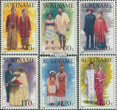 Produktbild von Briefmarken Suriname 1988 Mi 1252-1257 (kompl.Ausg.) postfrisch Hochzeitsgewänder