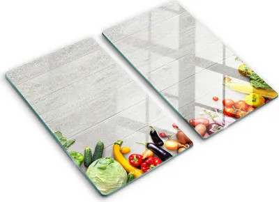 Produktbild von Abdeckung Glas - Küchenabdeckung - 2x30x52 cm - Abdeckplatte -Gemüse auf Brettern