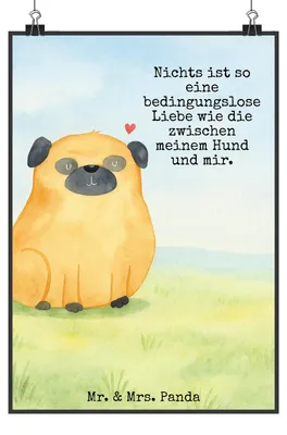 Produktbild von Mr. & Mrs. Panda Bild Mops Design DIN A1 - Weiß - Geschenk, Hund, wanddeko, Sprüche, drucke, Knuffig, Liebe, Pure, Wandbild, Kunstdruck, Plakat