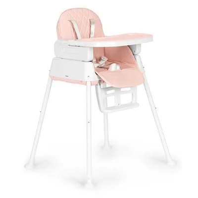 Image de ECOTOYS HA-009 : Siège haute pour enfant, pliable, avec harnais 5 points, 3 en 1, couleur rose