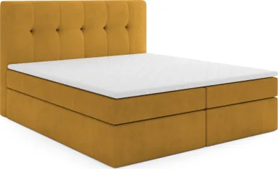 Produktbild von MR GROUP Boxspringbett mit Bettkasten, PATRYCJA, 180x200, gelb, H3, Samtstoff, Polsterbett mit Matratze und Topper Doppelbett Bett für Schlafzimmer