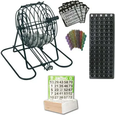 Produktbild von Bingo Spiel Set Metall Bingotrommel Bingo-Mühle Lotto-Trommel + 500 Bingokarten