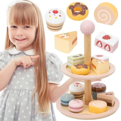 Productafbeelding van Viga Houten Taartplateau Met Accessoires