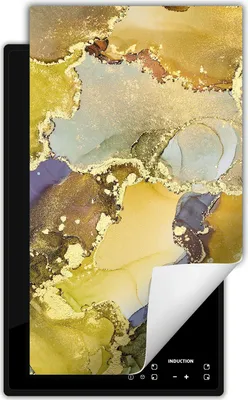 Produktbild von DarHaus Herdabdeckplatte 1 teilig 30x52 cm Anti Rutsch Matte Aufrollbar, bunt - Marmor