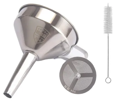 Produktbild von Trichter aus Edelstahl, hochwertiger Trichter, Trichter mit Sieb, Edelstahl-Filterset, Küchentrichter, hochwertiges Edelstahl-Trichterset, Sieb, Flaschentrichter