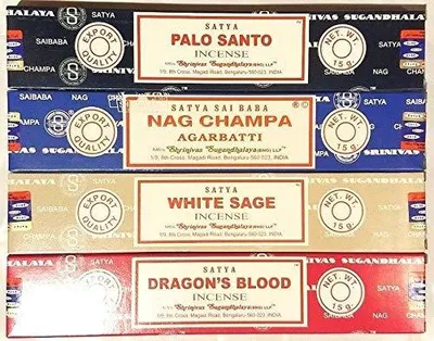 4er-Set Räucherstäbchen: Palo Santo, Drachenblut, Weißer Salbei
