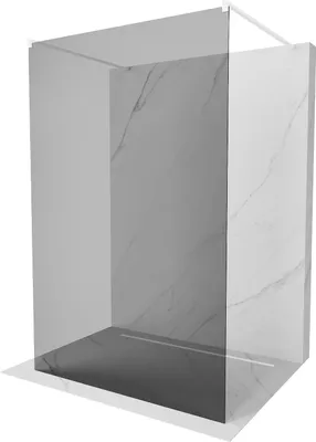 Produktbild von Mexen Kioto freistehende Duschwand 110 x 200 cm, Graphit 8 mm, Weiß - 800-110-002-20-40
