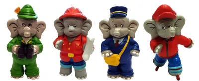 Produktbild von Benjamin Blümchen Figuren 7cm (4er Set) Postbote Entdecker Förster Bratpfannenschlittschuhe
