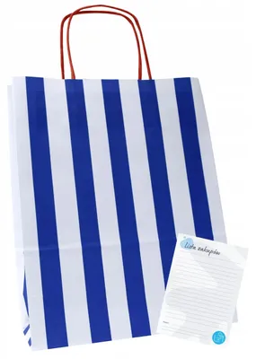 Image de Torby Pro Sacs en papier rayures bleues et blanches 25x11x31cm