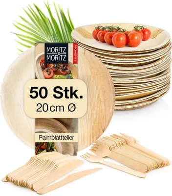 Produktbild von Moritz & Moritz Palmblatt 75tlg Palmblatt Geschirrset Rund 20cm Ø
