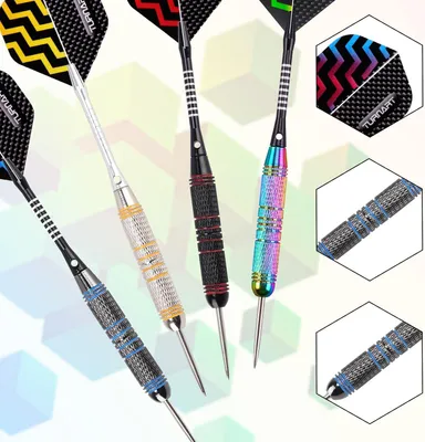 Produktbild von Professionelles Stahl-Dartpfeil-Set mit 12 Stück, 24 Gramm und Zubehör