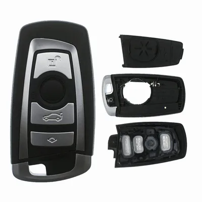Produktbild von Auto Schlüssel Smartkey Funk Fernbedienung Sender 4 Tasten Gehäuse + Notschlüssel Rohling kompatibel mit BMW
