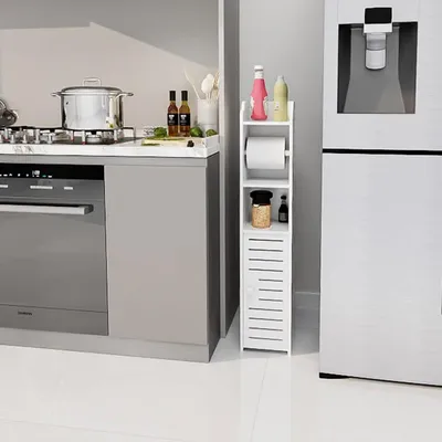 Produktbild von Toilettenschrank schmal Weiß 15 x 17 x 76 cm PVC