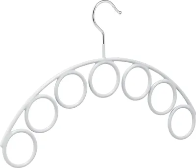 Produktbild von Relaxdays Schalhalter, gummiert, rutschfest, 7 Ringe für Schals & Tücher, Schalbügel HxB 24,5 x 38 cm, Ø 5 cm, hellgrau