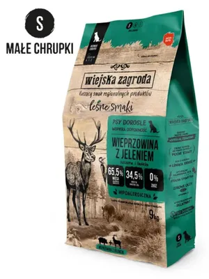 Productafbeelding van WIEJSKA ZAGRODA Bosaroma Varkensvlees met Hertenvlees Crunchy S - Droogvoer voor honden - 9 kg