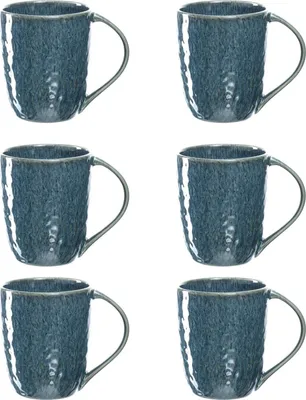 Produktbild von Leonardo Matera Keramik-Tassen 6er Set, spülmaschinengeeignete Kaffee-Tassen, 6 mikrowellenfeste Tee-Tassen, Becher mit Glasur, blau, 430 ml, 018548