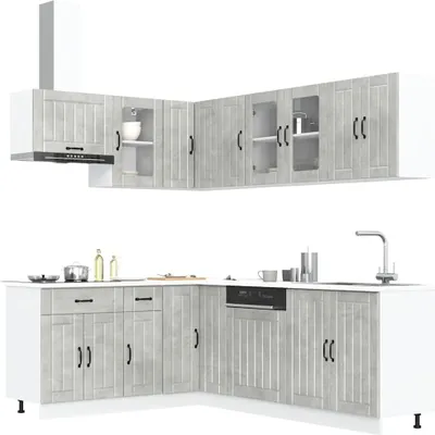 Produktbild von Möbel 11-tlg. Küchenschrank-Set Lucca Betongrau Holzwerkstoff - Küchenschränke 3314895