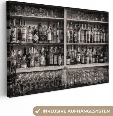 Produktbild von MuchoWow® - Leinwandbilder - Bar - Alkohol - Spirituosen - Stilleben, Wandbild, Wanddeko Bilder Wohnzimmer, 120x80 cm