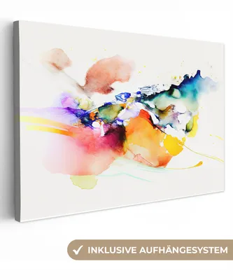 Produktbild von MuchoWow® - Leinwandbilder - Aquarell - Regenbogen - Abstrakt - Kunst, Wandbild, Wanddeko Bilder Wohnzimmer, 30x20 cm