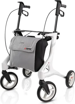 Produktbild von Topro Pegasus Carbonrollator – ultraleichter Rollator in Weiß, stilvoll und stabil