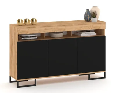 Produktbild von Große Kommode Fernsehschrank LUNA 3D Golden Craft Eiche/Schwarz 120cm