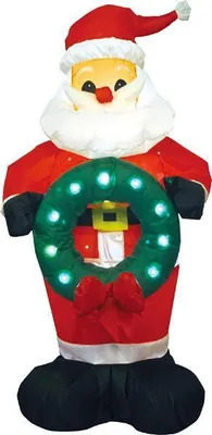Produktbild von Selbstaufblasender Weihnachtsmann mit Kranz, LED, 120 cm
