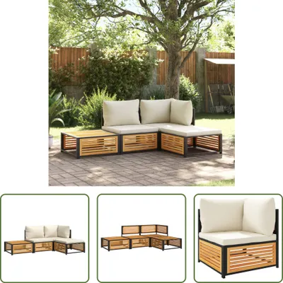 Produktbild von The Living Store 4-tlg. Garten-Sofagarnitur mit Kissen Massivholz Akazie