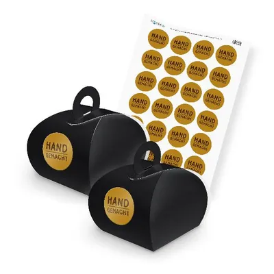 Produktbild von itenga SET Handgemacht (Motiv 11) 24x Geschenkschachtel mit Griff schwarz + Stic