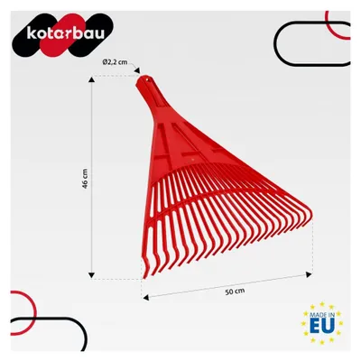 Produktbild von Laubrechen aus Kunststoff - 50 cm - ohne Stiel - Extra-Click - Laubharke - Rechen für Herbstlaub & Heckenschnitt - Gartenrechen - Rot