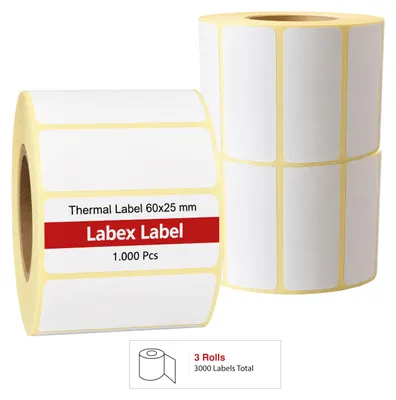 Image de Étiquettes thermiques 60x25 mm - 3000 pièces, 3 rouleaux