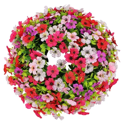 Productafbeelding van Omgoods - Kunstkrans met Viooltjes en Eucalyptus, 35 cm