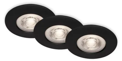 Obrázok produktu pre LED vstavané svietidlá Zapustené bodové svietidlo kúpeľňa sada 3 stmievateľných čiernych 4,9W Ø9cm Briloner