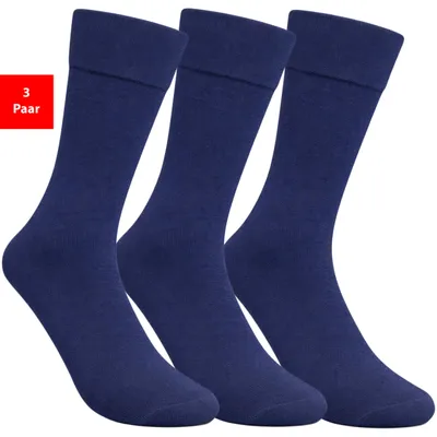 Produktbild von Diabetikersocken Damen & Herren Gesundheitssocken ohne Gummibund & Naht weich druckfrei - Blau 47-50 3 Paar