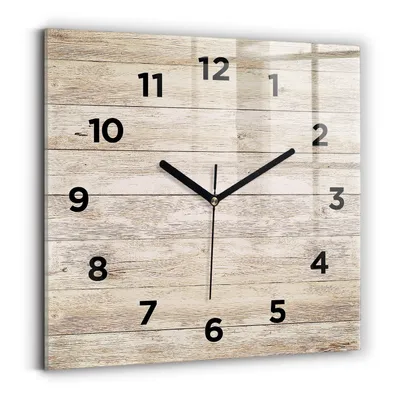Produktbild von Wallfluent Wanduhr – Stilles Quarzuhrwerk - Uhr Dekoration Wohnzimmer Schlafzimmer Küche - Zifferblatt - schwarze Zeiger - 30x30 cm - Holztafeln