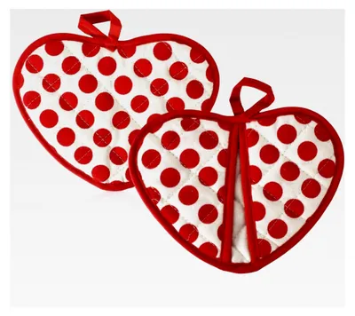 Produktbild von Topflappen Set, Topflappen und Ofenhandschuhe, Hitzebeständig bis 250 °C, Hochwertige Baumwolle, Küchenzubehör (Rot)