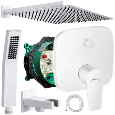Produktbild von Hansgrohe und Jowi Unterputz Duschsystem Weiß, Talis E, Duscharmatur, Regendusche, 360 mm Kopfbrause