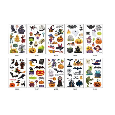 Produktbild von INF Temporäre Halloween-Tattoos 10 Blatt Mehrfarbig