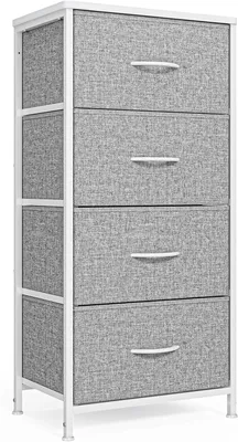 Produktbild von Xbro AP74 Kommode mit Schubladen, Schmale Kommode mit 4 Stoffschubladen, Aufbewahrungsschrank für Schränke, Kommode mit Holzplatte und Metallrahmen