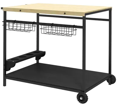 Zdjęcie produktu dla Wózek serwowy – wózek kuchenny i barowy | Kolor: naturalny, czarny | Wymiary: 65 x 97,5 x 81 cm