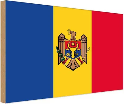 Produktbild von vianmo Holzschild 30x40 cm Moldau Moldova Flagge Fahne Wappen
