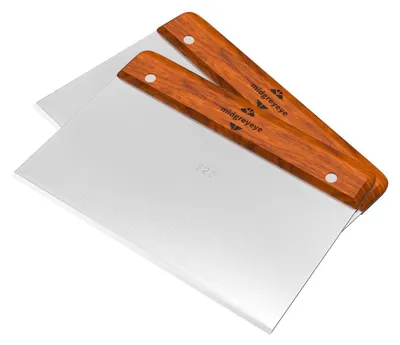 Productafbeelding van Deegschraper set, 2 stuks, met houten handvat, 20 cm, roestvrij staal, bleekzilver