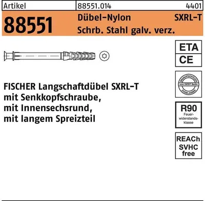 Produktbild von Fischer 50x Langschaftdübel SXRL 10 x 260 mm T mit Sicherheitsschraube - 522707