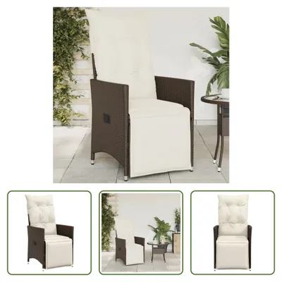 Produktbild von The Living Store Gartensessel Verstellbar mit Kissen Braun Poly Rattan